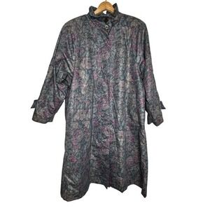 London Fog VTG Floral Trench Coat Women's‎  Button Front Outerwear